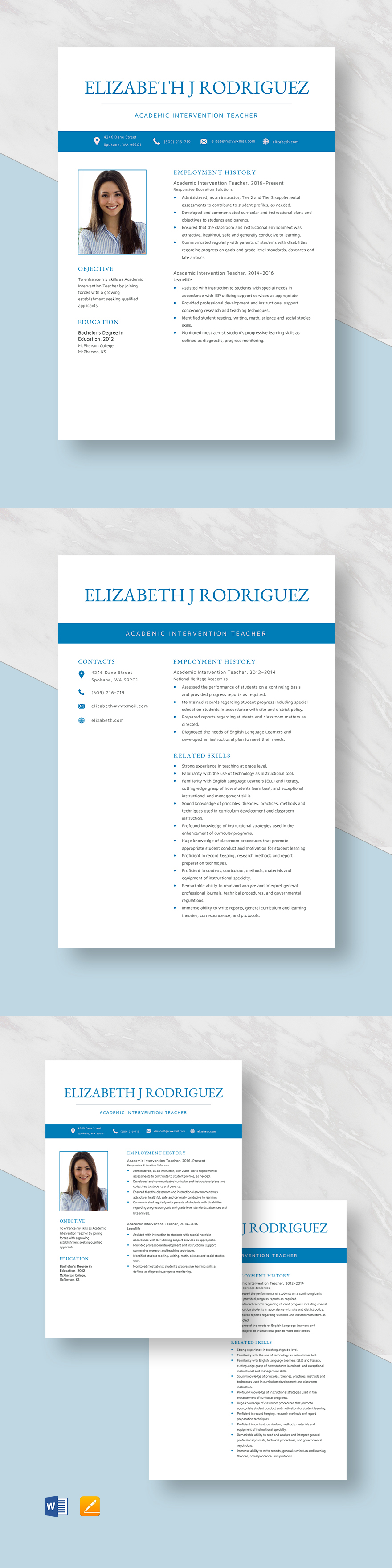 Early Intervention Specialist Resume Template - Word, Apple Pages ...