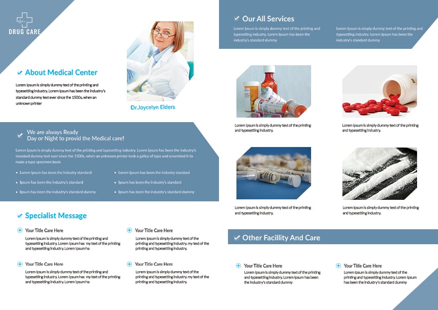 Drug Care A3 Bifold Brochure Template