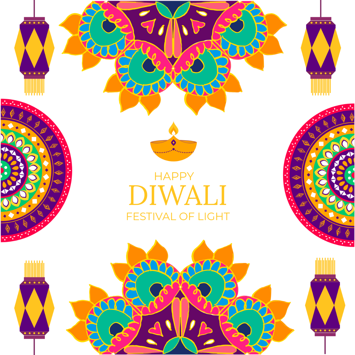 Colorful Diwali Vector Template