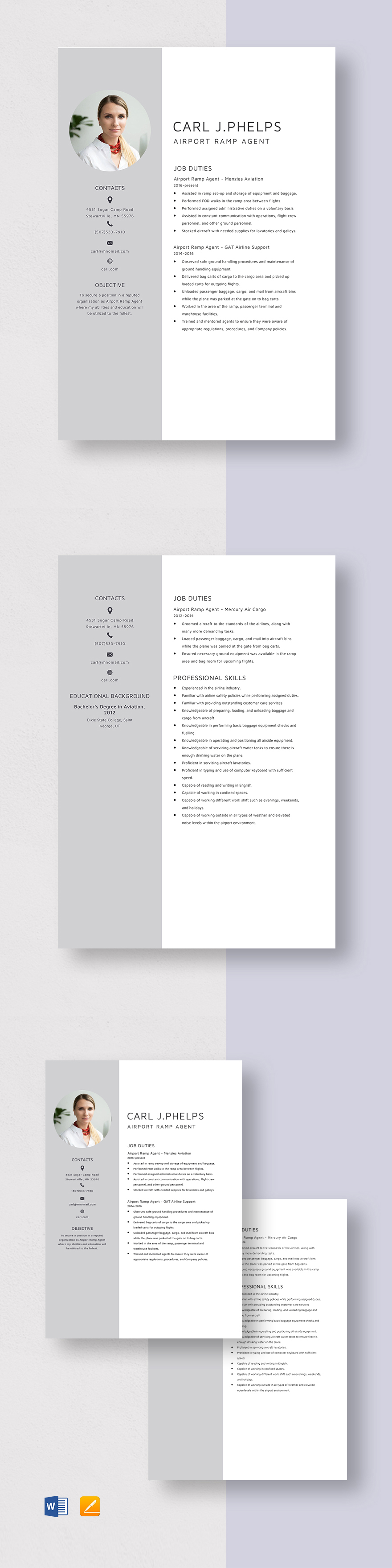 Free Airport Ramp Agent Resume Template