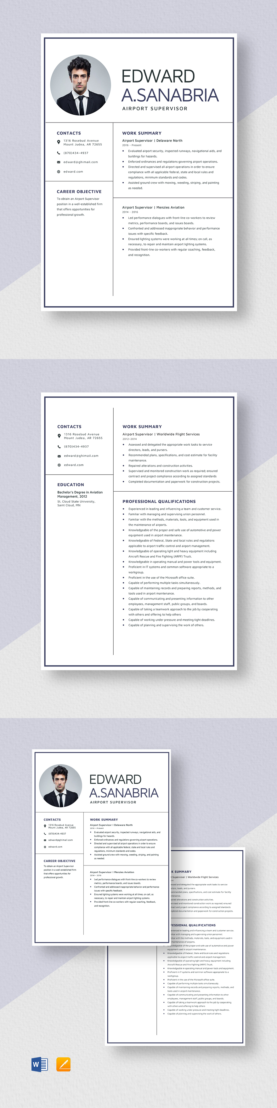 Airport Supervisor Resume Template