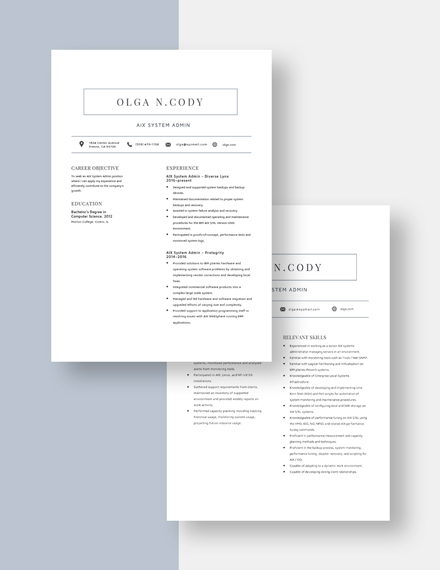 Aix system administrator Resume Sample | CV Owl aix system administrator resume sample