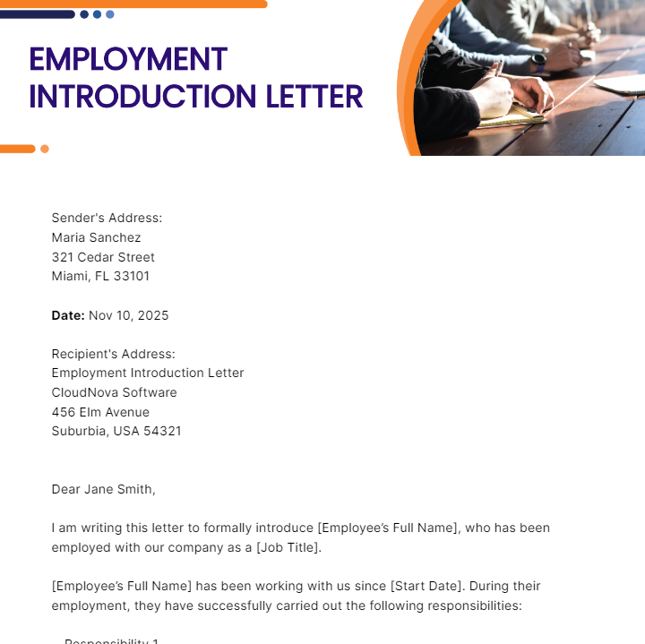 Free Employment Introduction Letter