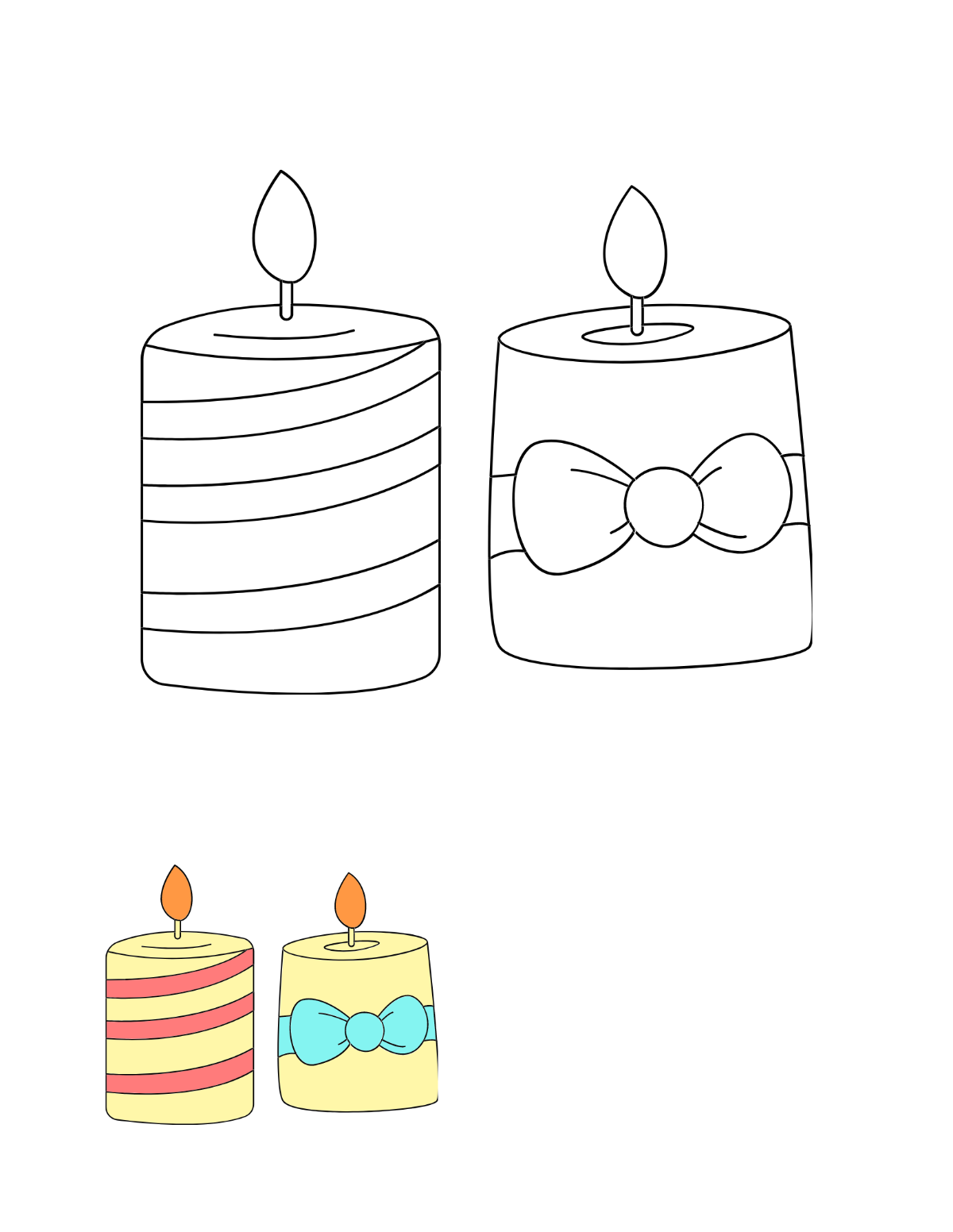 Christmas Candle Coloring Page Template