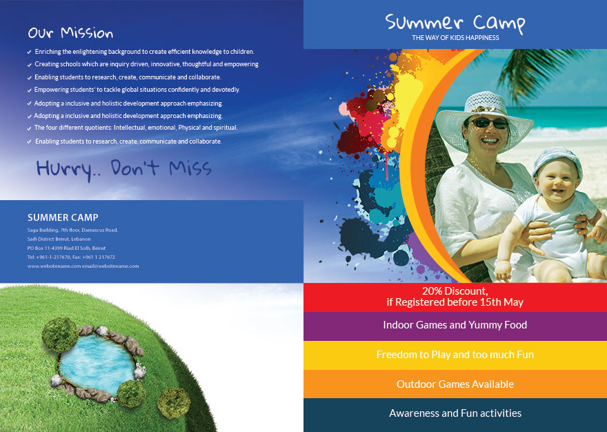 Summer Camp Bifold Brochure Template
