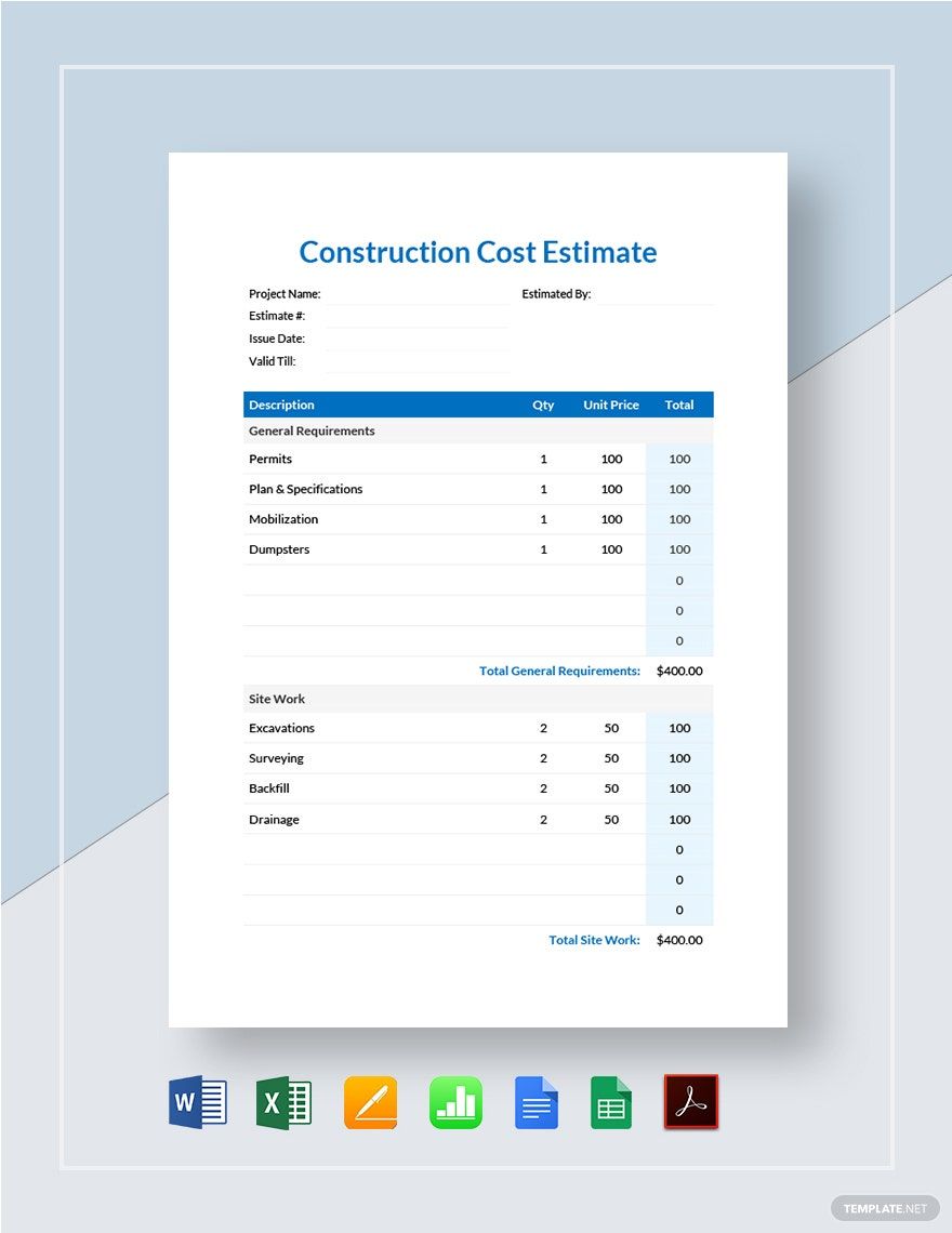 Construction Cost Estimate