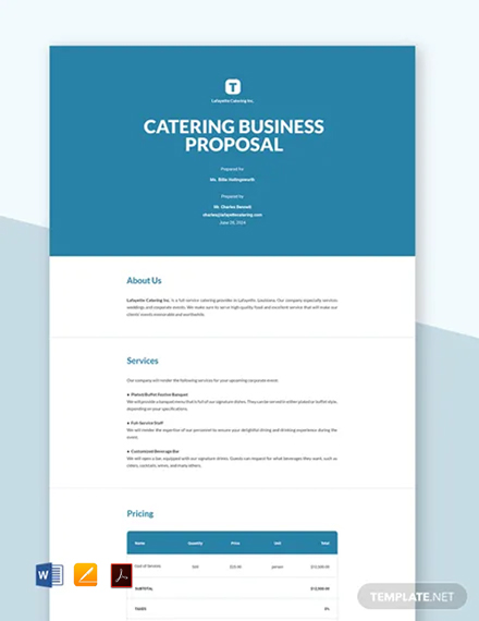 Editable Free Catering Business Proposal Template