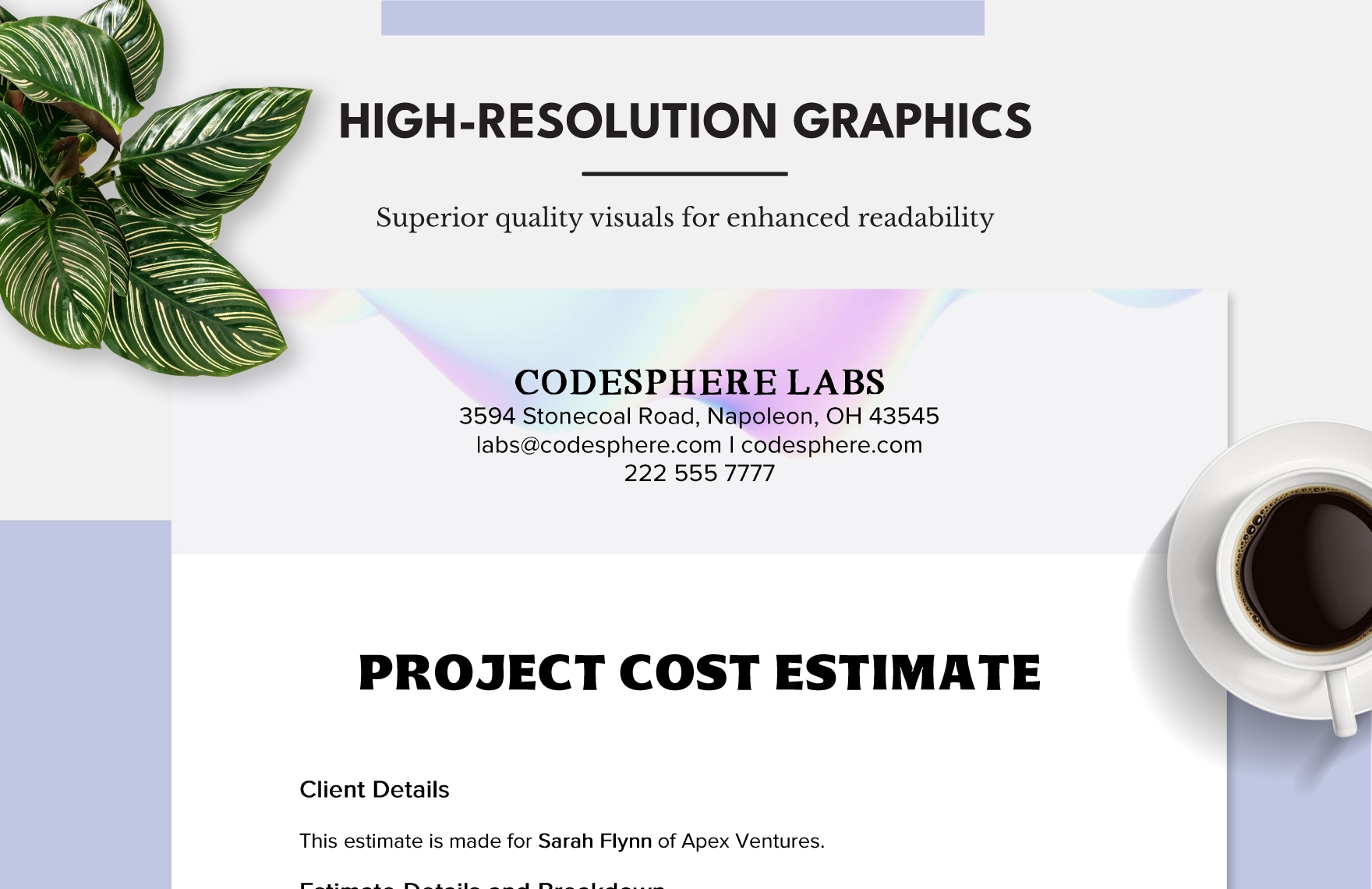 Project Cost Estimate Template