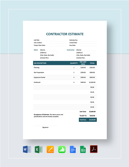 71+ FREE Blank Estimate Templates [Edit & Download] | Template.net