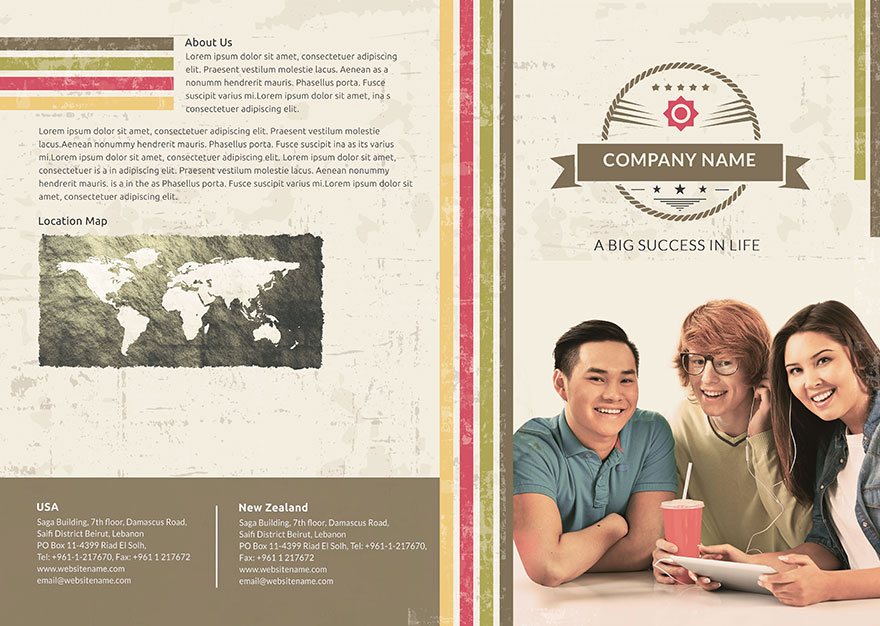 Multipurpose Retro Bi-fold Brochure Template