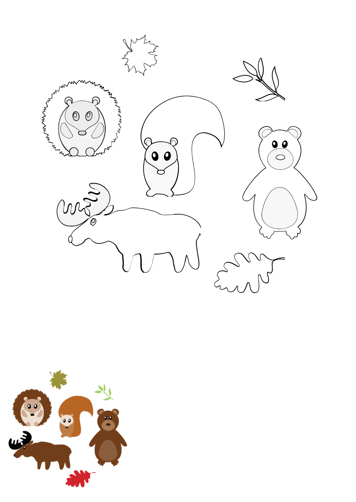 Fall Animals Coloring Pages Template