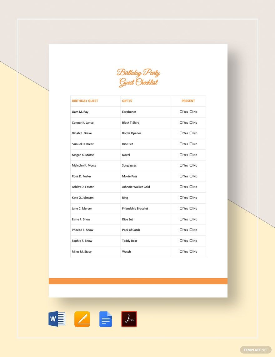 Birthday Party Checklist Template Download In Word Google Docs PDF 