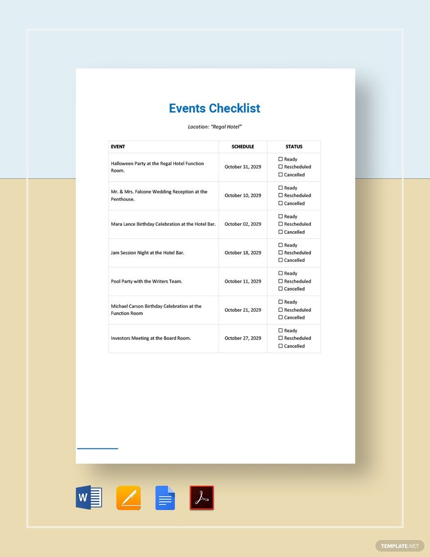 Event Checklist 