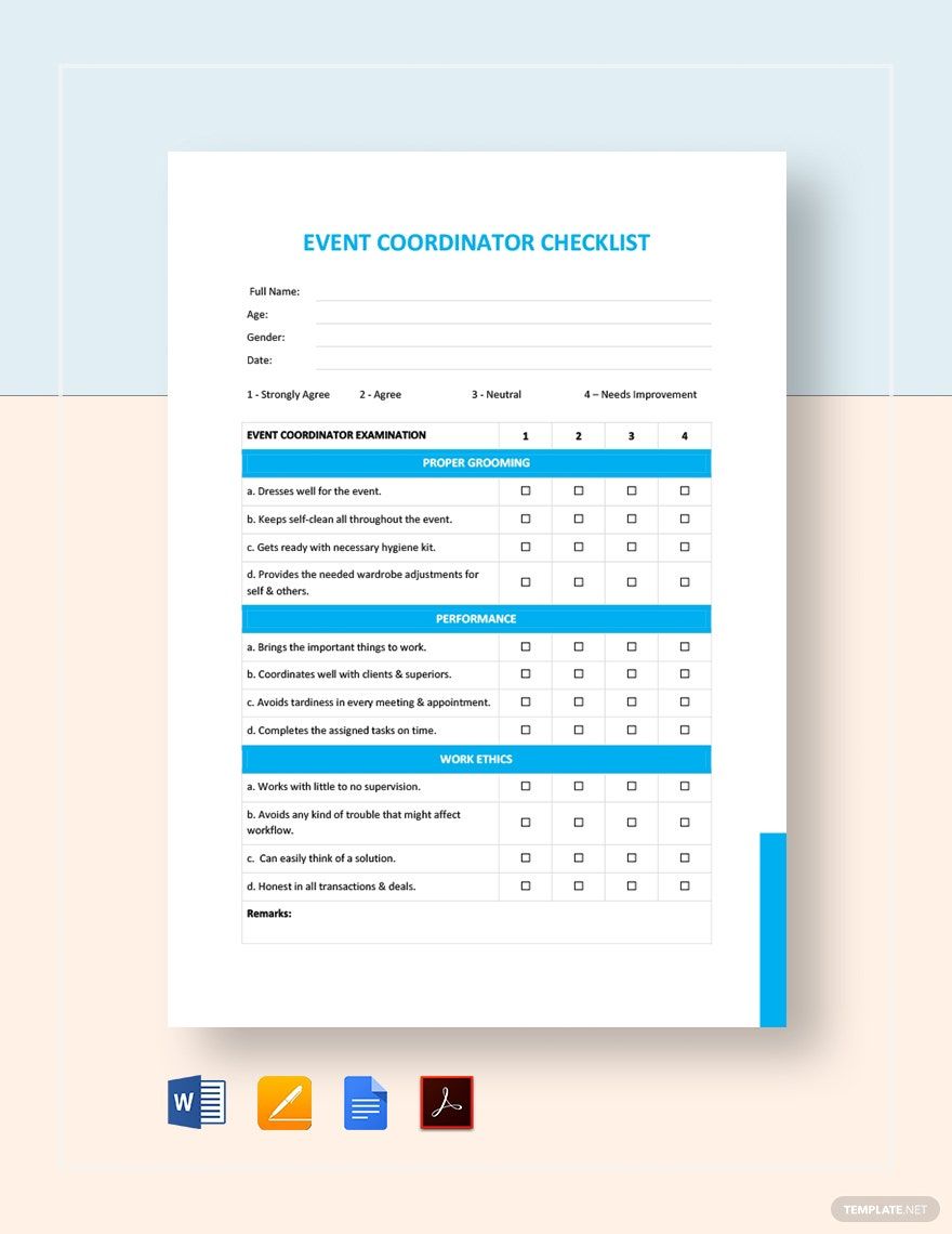 Event Coordinator Checklist Template Download In Word Google Docs