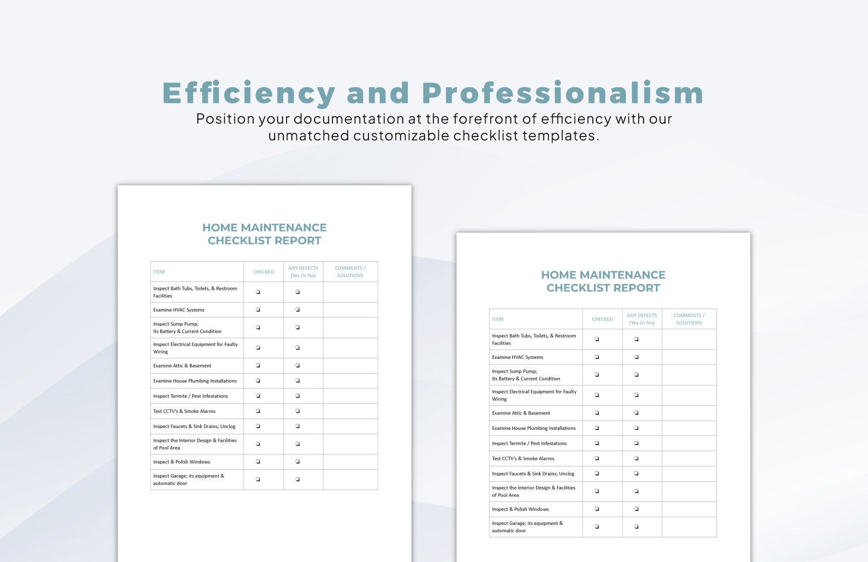 Editable Maintenance Checklist Template
