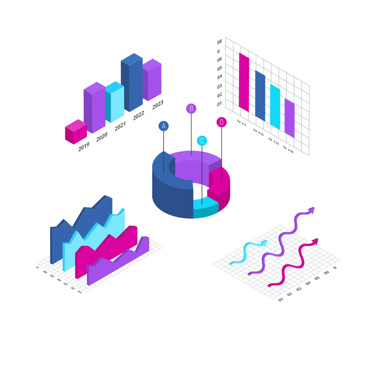 Isometric Graph Vector Template