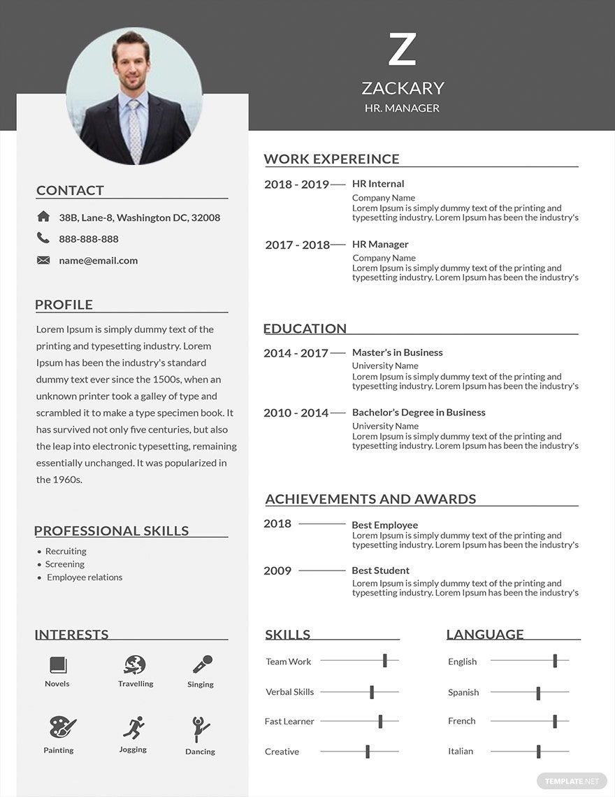 HR Manager Resume Template