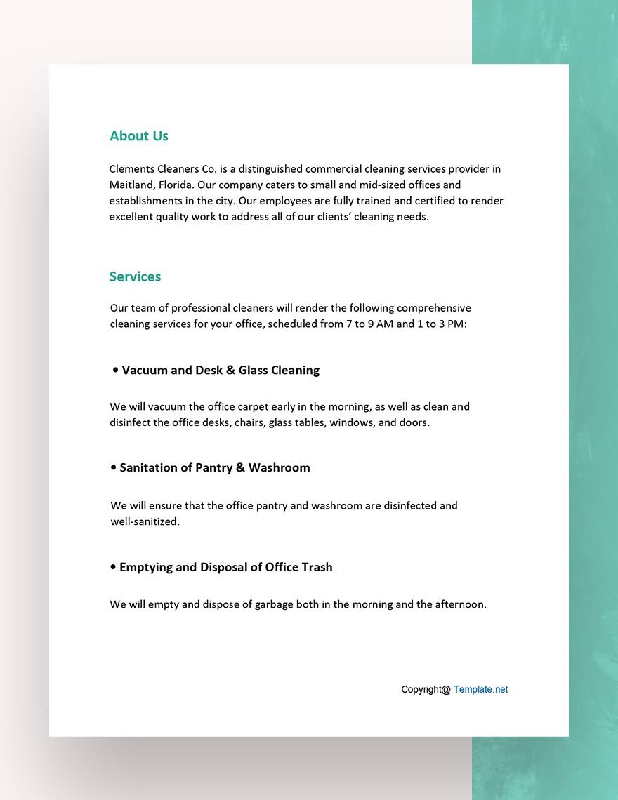 Sample Cleaning Business Proposal Template