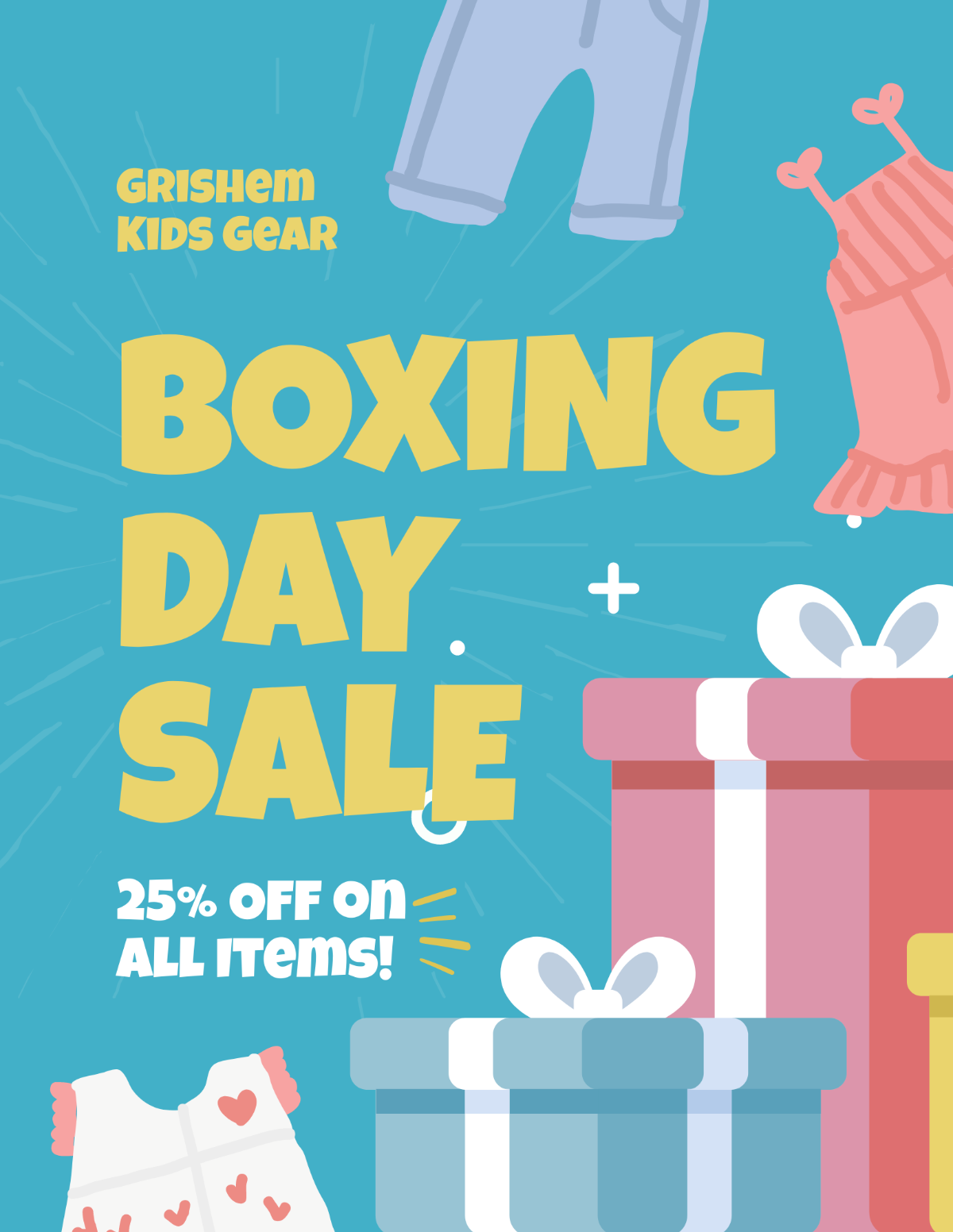 Free Boxing Day Kids Fashion Sale Flyer Template