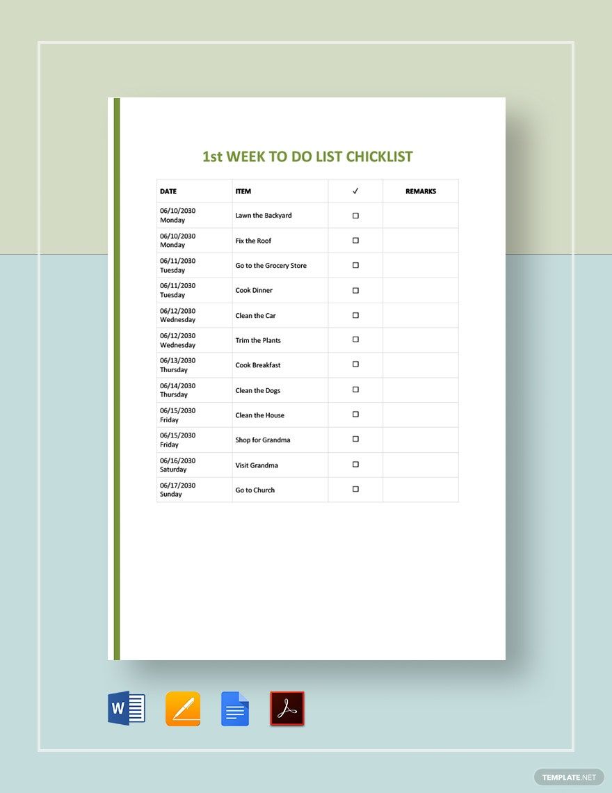 To Do List Checklist Template in Google Docs, Pages, Word, PDF - Download | Template.net