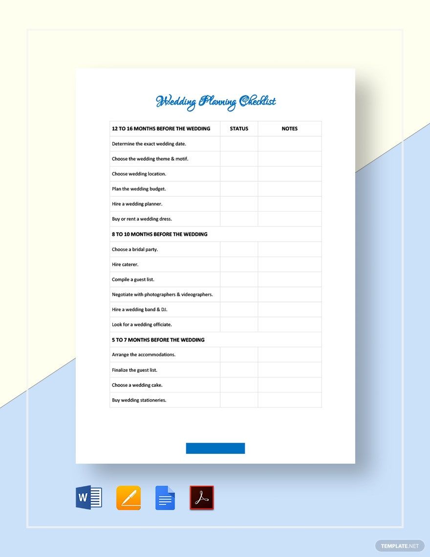 Wedding Planning Checklist Template
