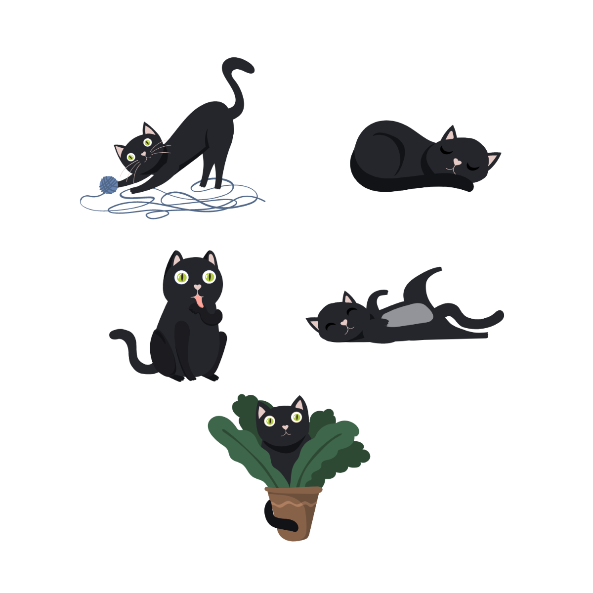 Black Cat Vector Template