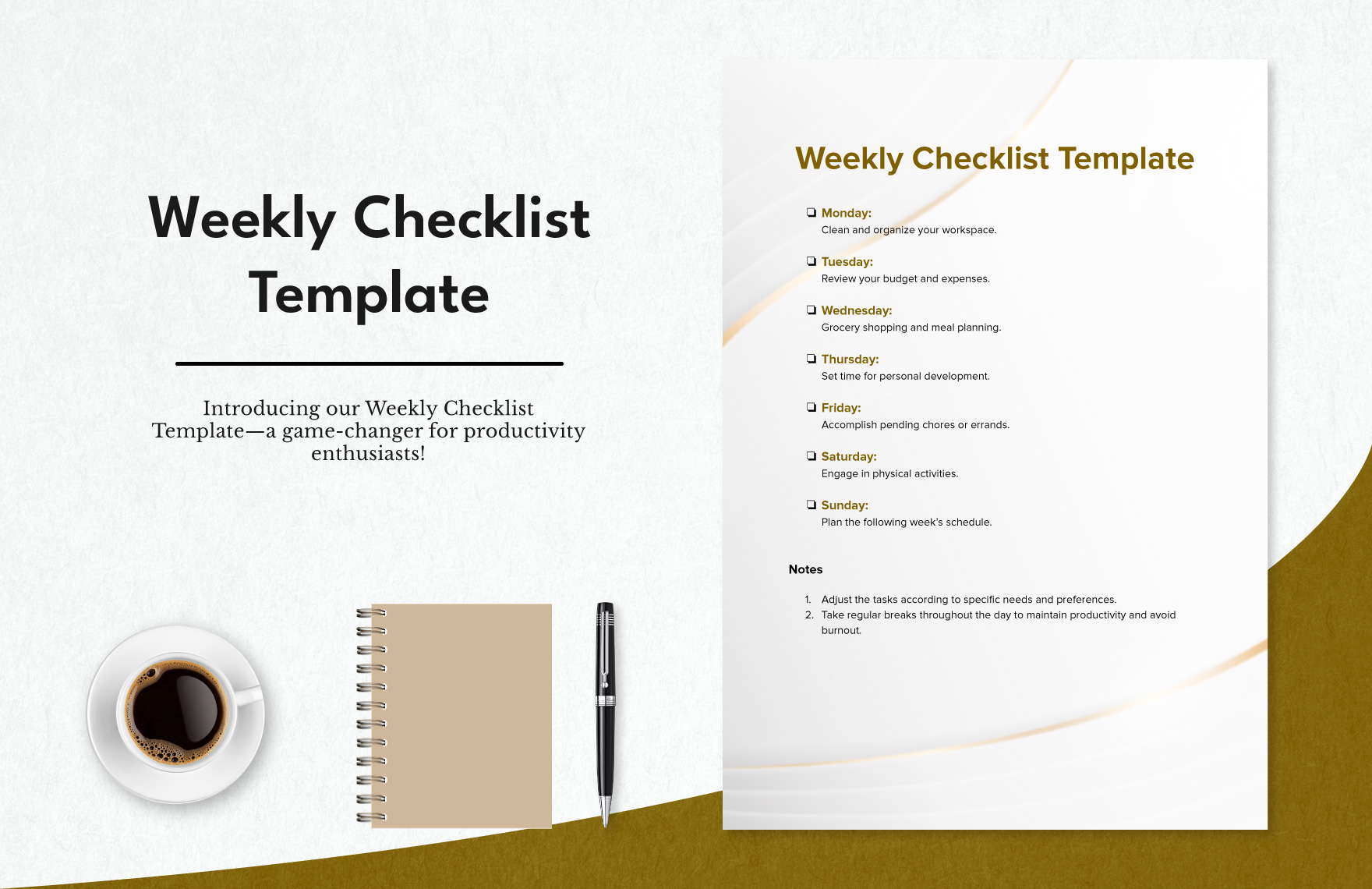 Weekly Checklist Template in Pages, Excel, Google Sheets, PDF, Word, Google Docs - Download | Template.net