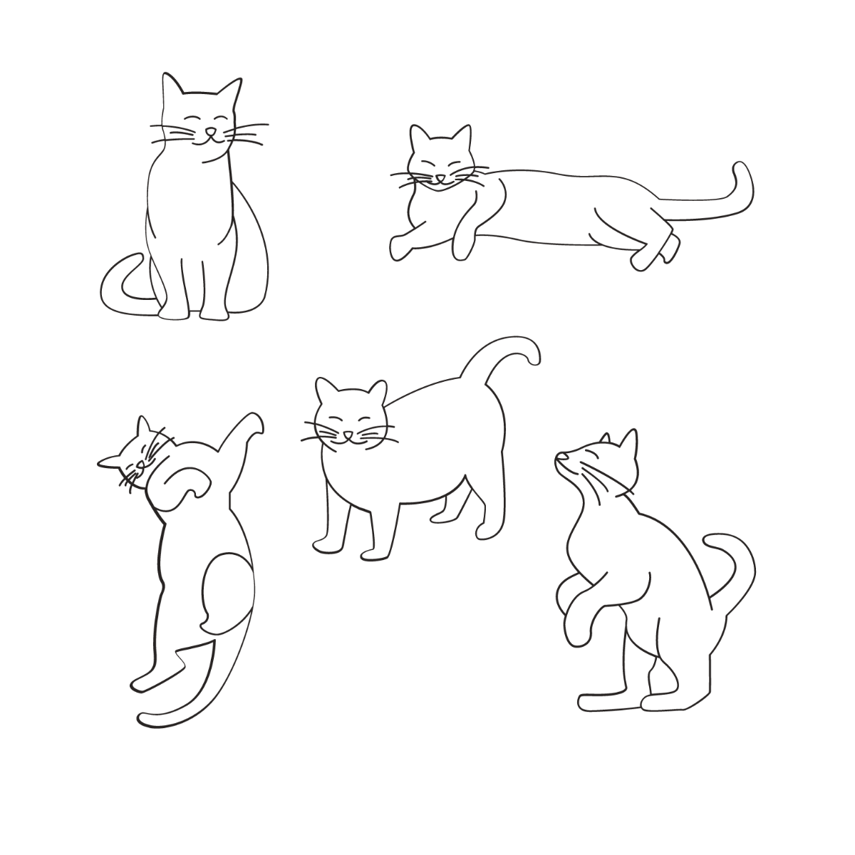 Free Cat Outline Vector Template