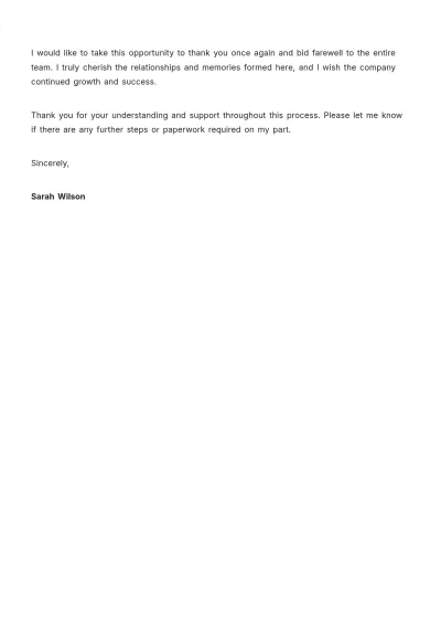 Free Company Exit Letter Template to Edit Online