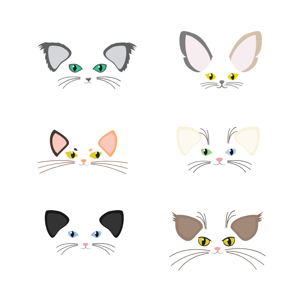 Cat Kawaii Sticker, cat ears, png