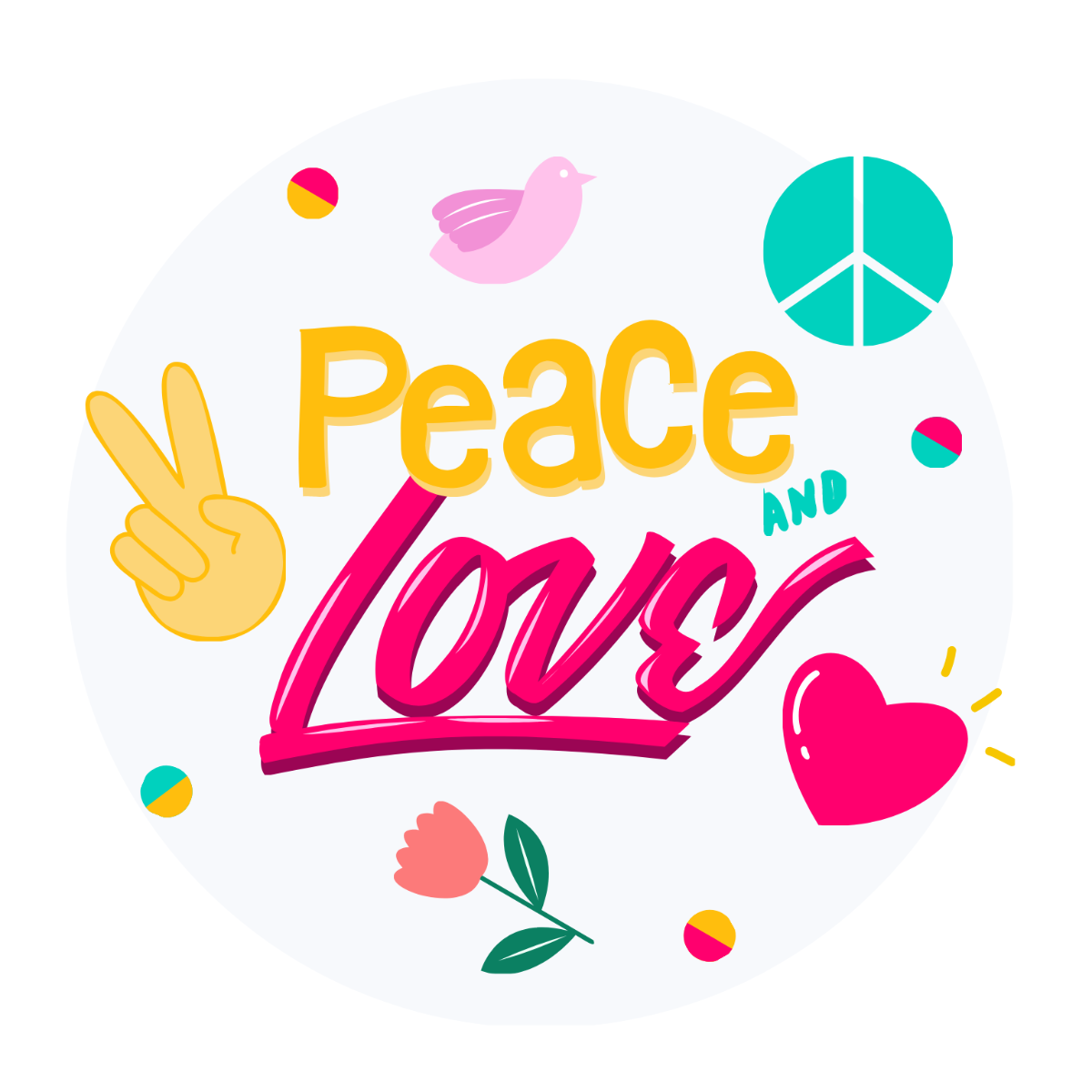 Peace and Love Vector Template
