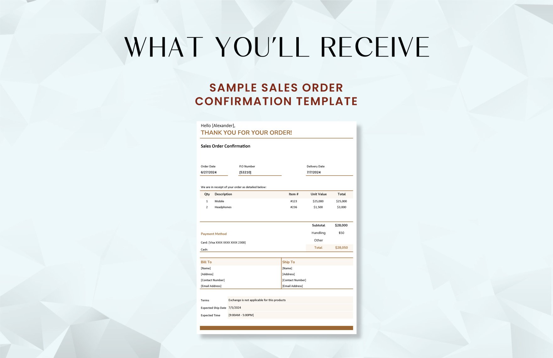 Sample Sales Order Confirmation Template
