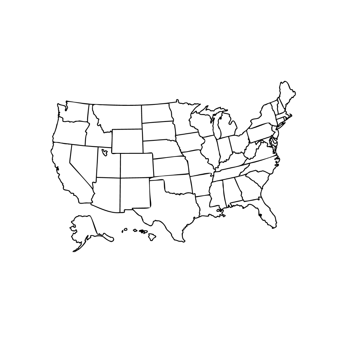 USA Map Vector Transparent Template