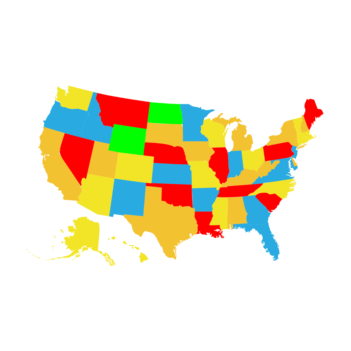Colorful US Map Vector Template