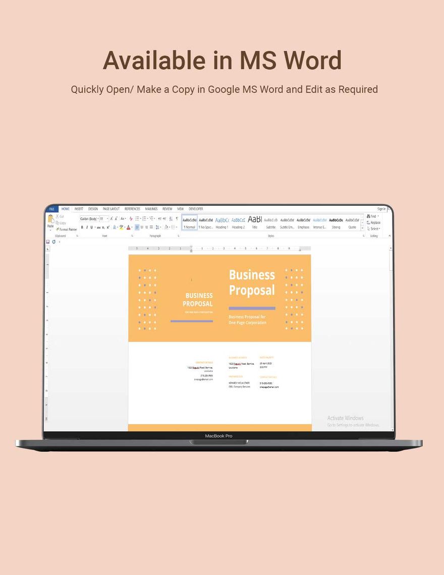 One Page Proposal Template Download in Word, Google Docs, Apple Pages