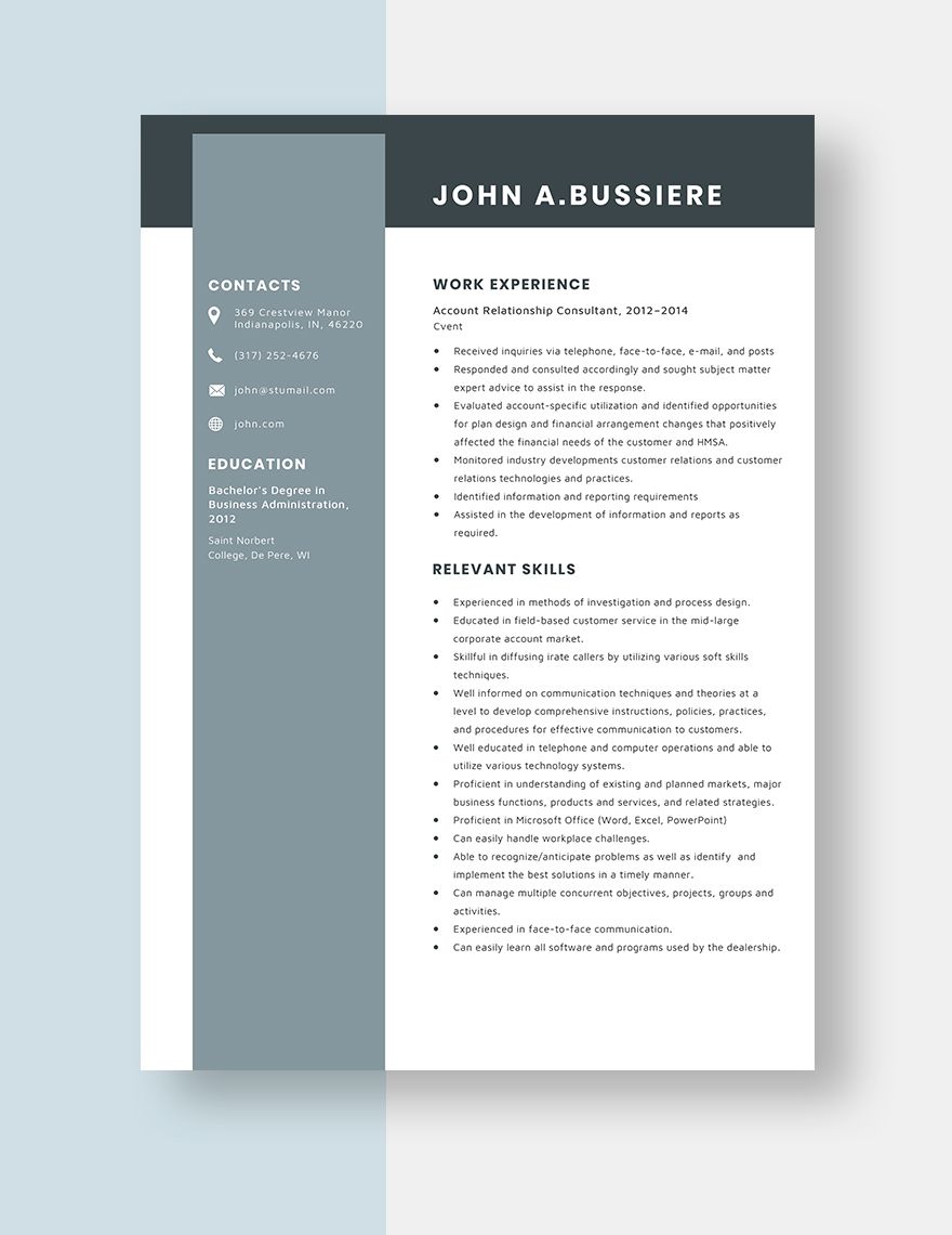 Account Relationship Consultant Template