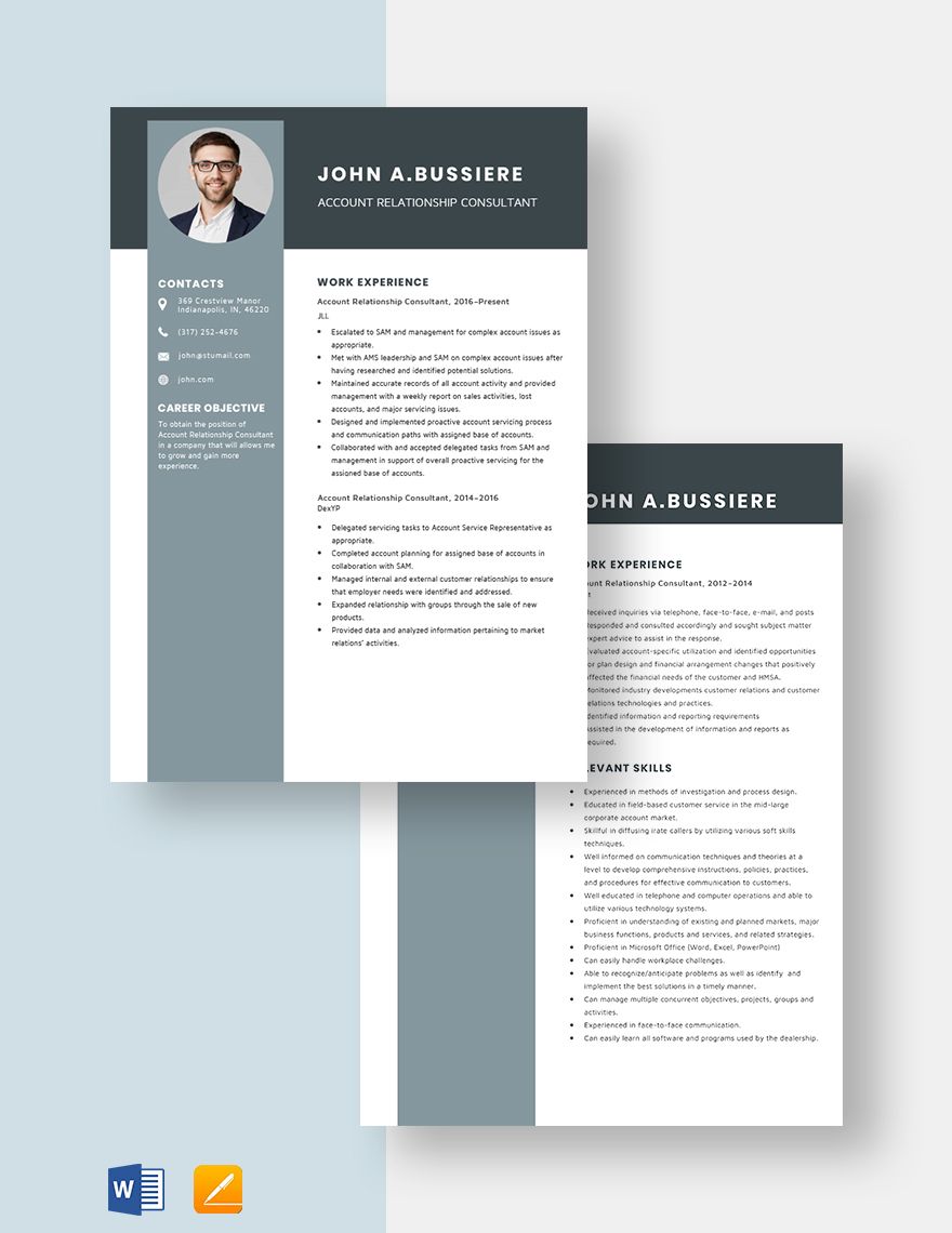 Account Relationship Consultant Template