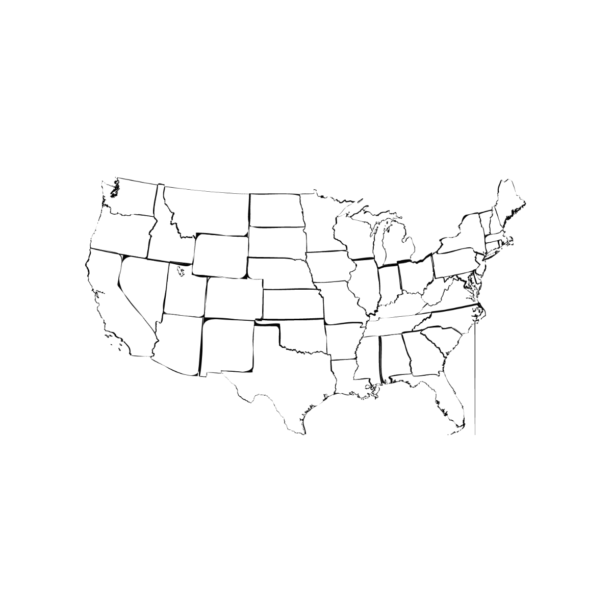 USA Map Outline Vector Template