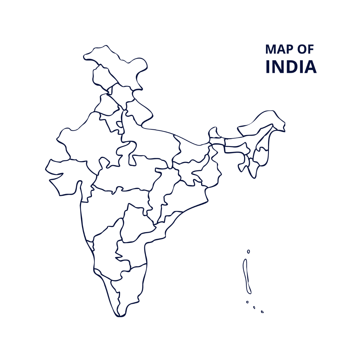 India Map Line Art Vector Template