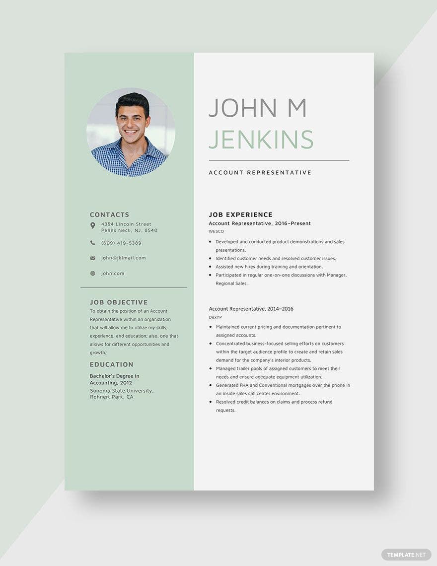 Free Account Representative Resume in Word, Apple Pages