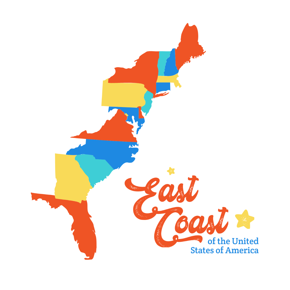 East Coast USA Map Vector Template