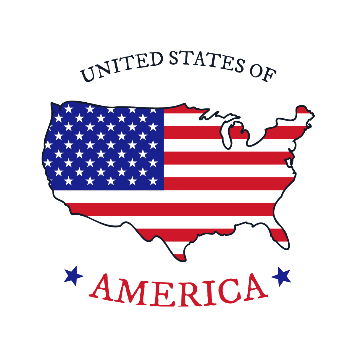 USA Map Flag Vector Template