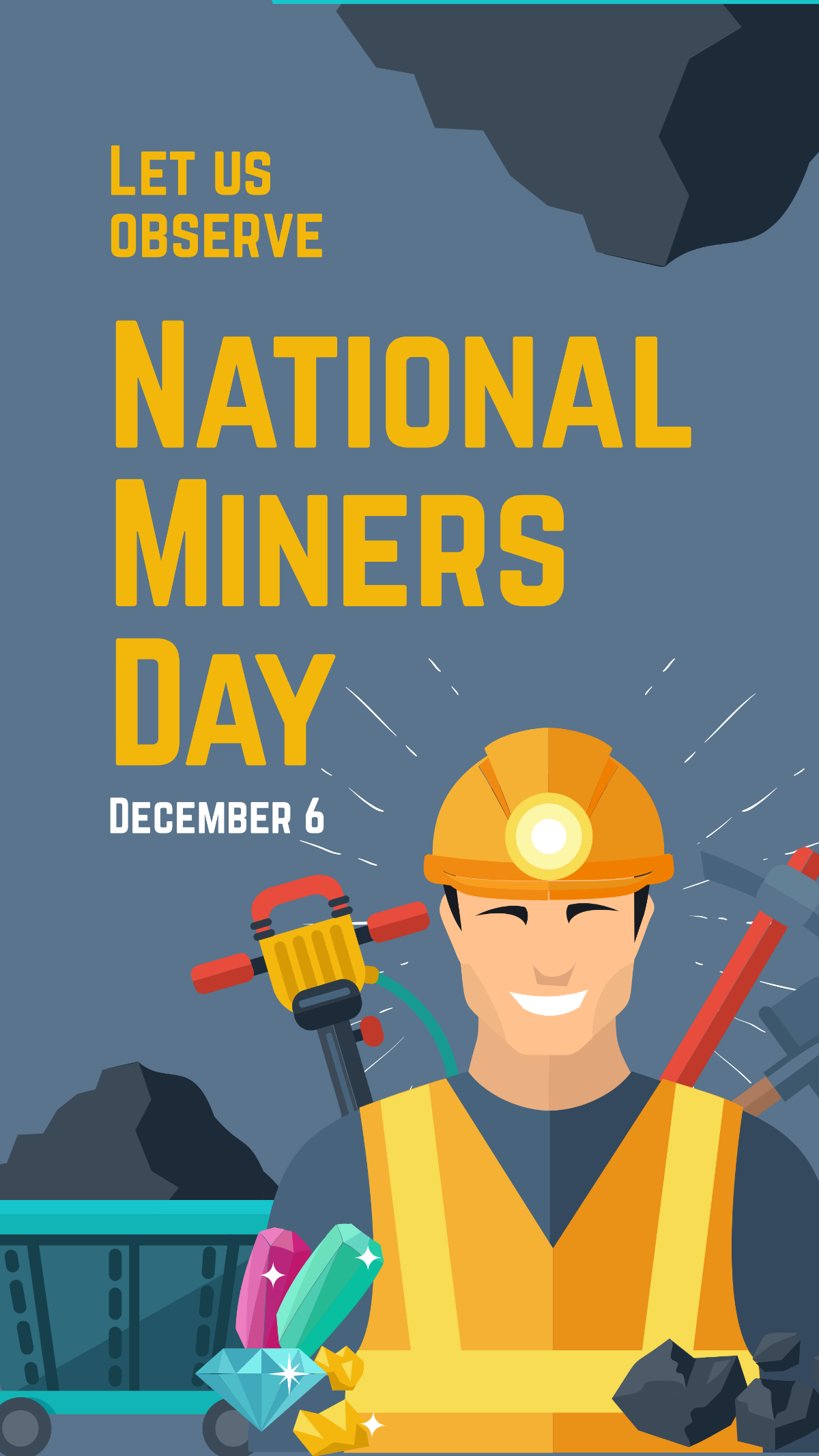 Free National Miners Day Whatsapp Post Template