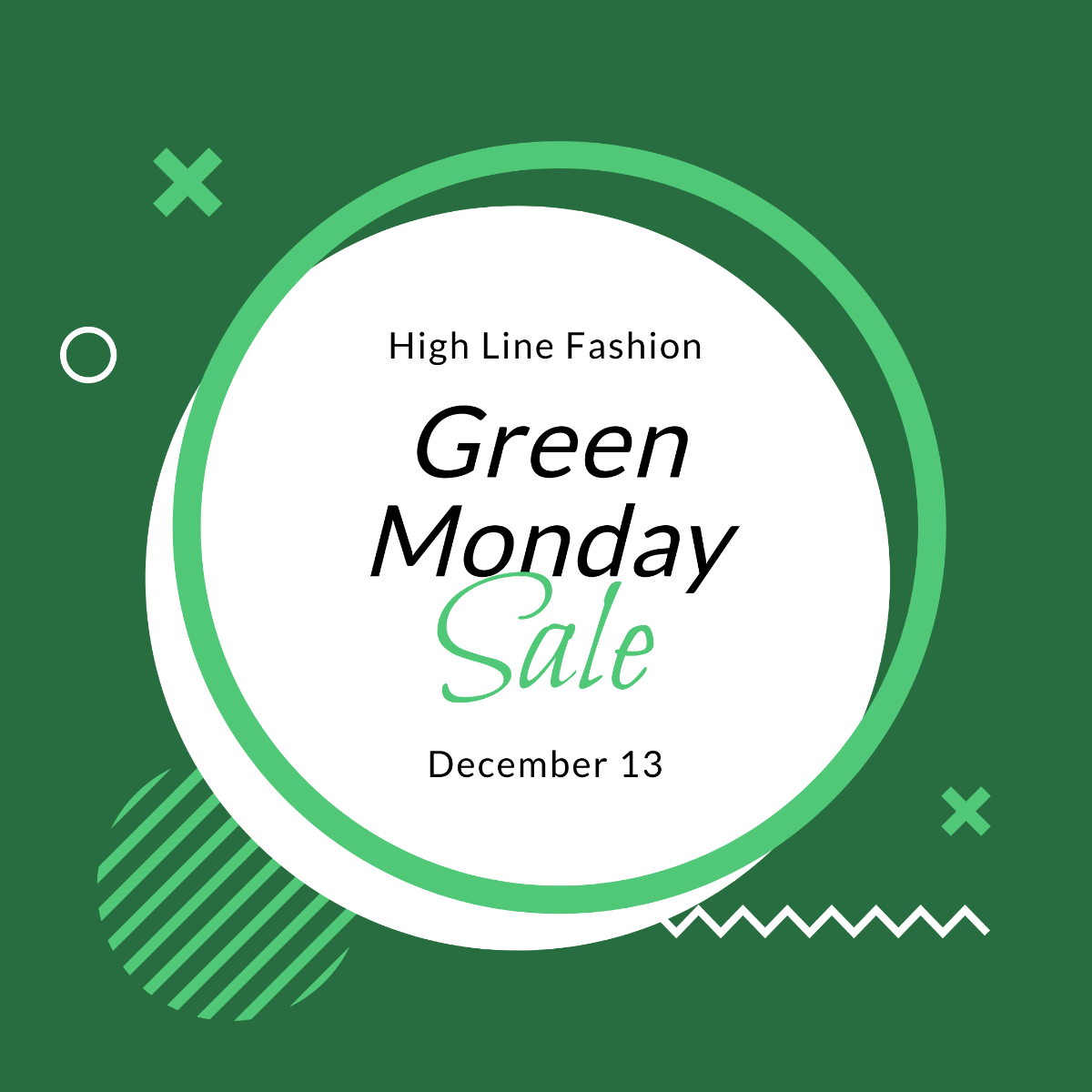 Free Green Monday Sale Instagram Post Template