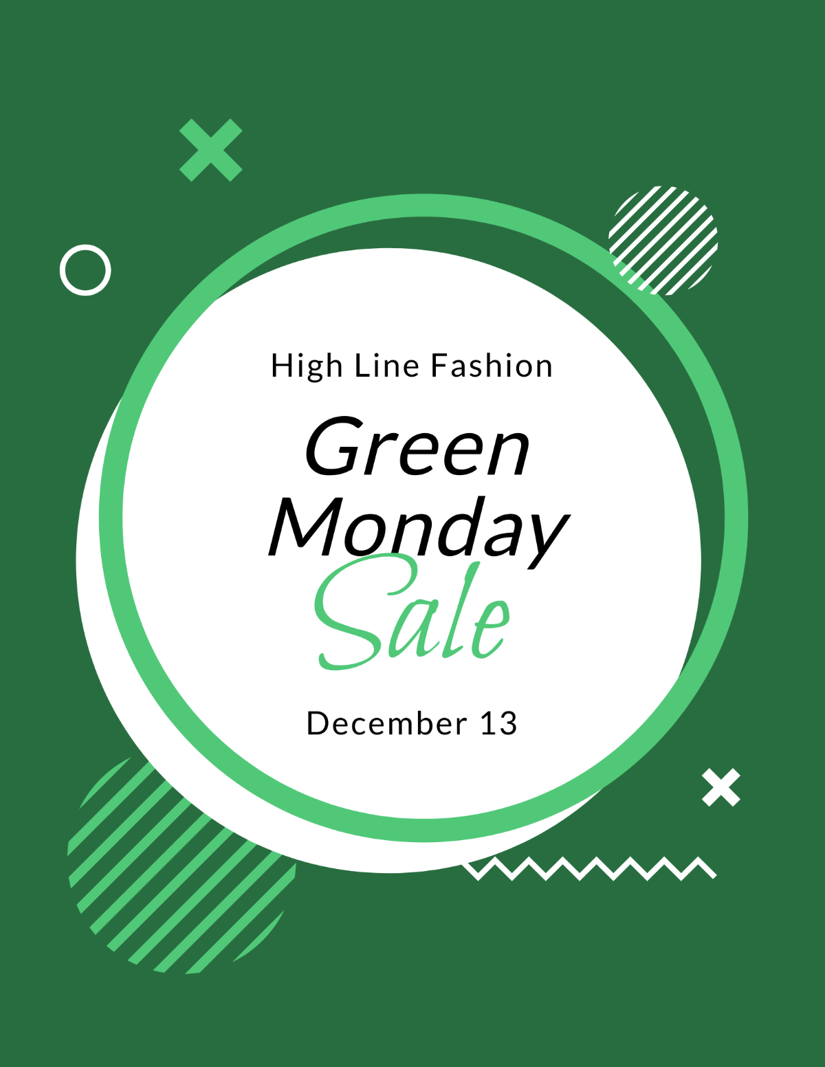 Free Green Monday Sale Flyer Template