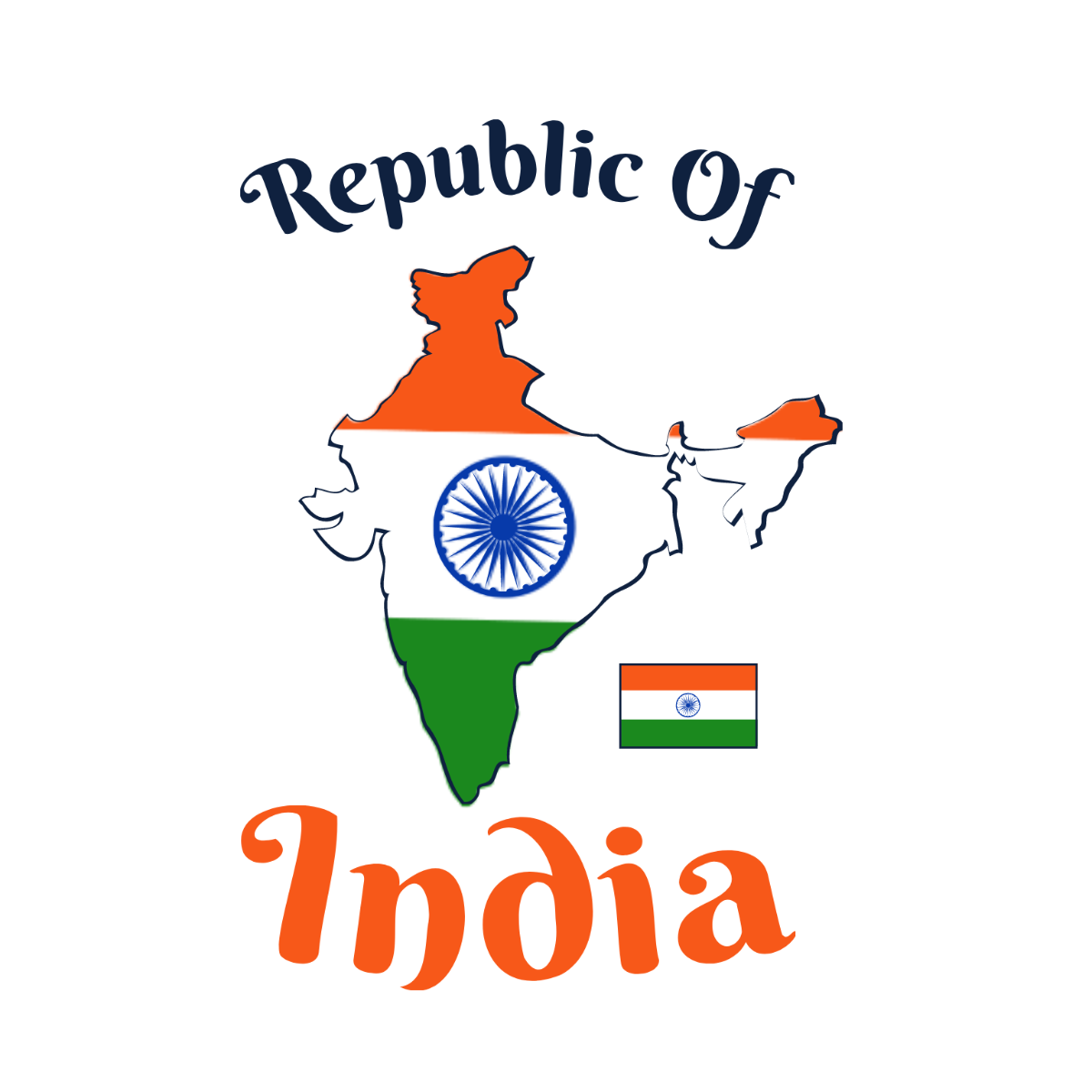 India Map With Flag Vector Template