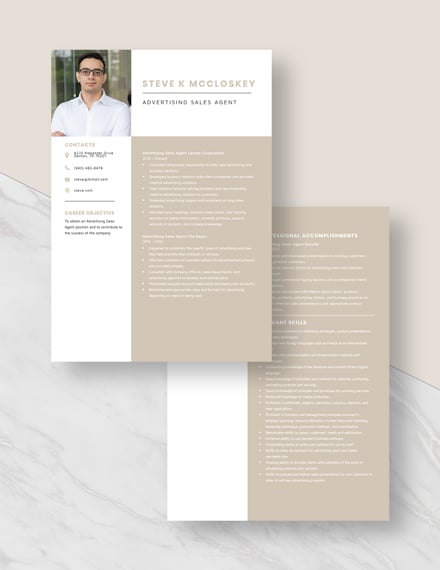 Advertising Sales Agent Resume/CV Template - Word (DOC ...