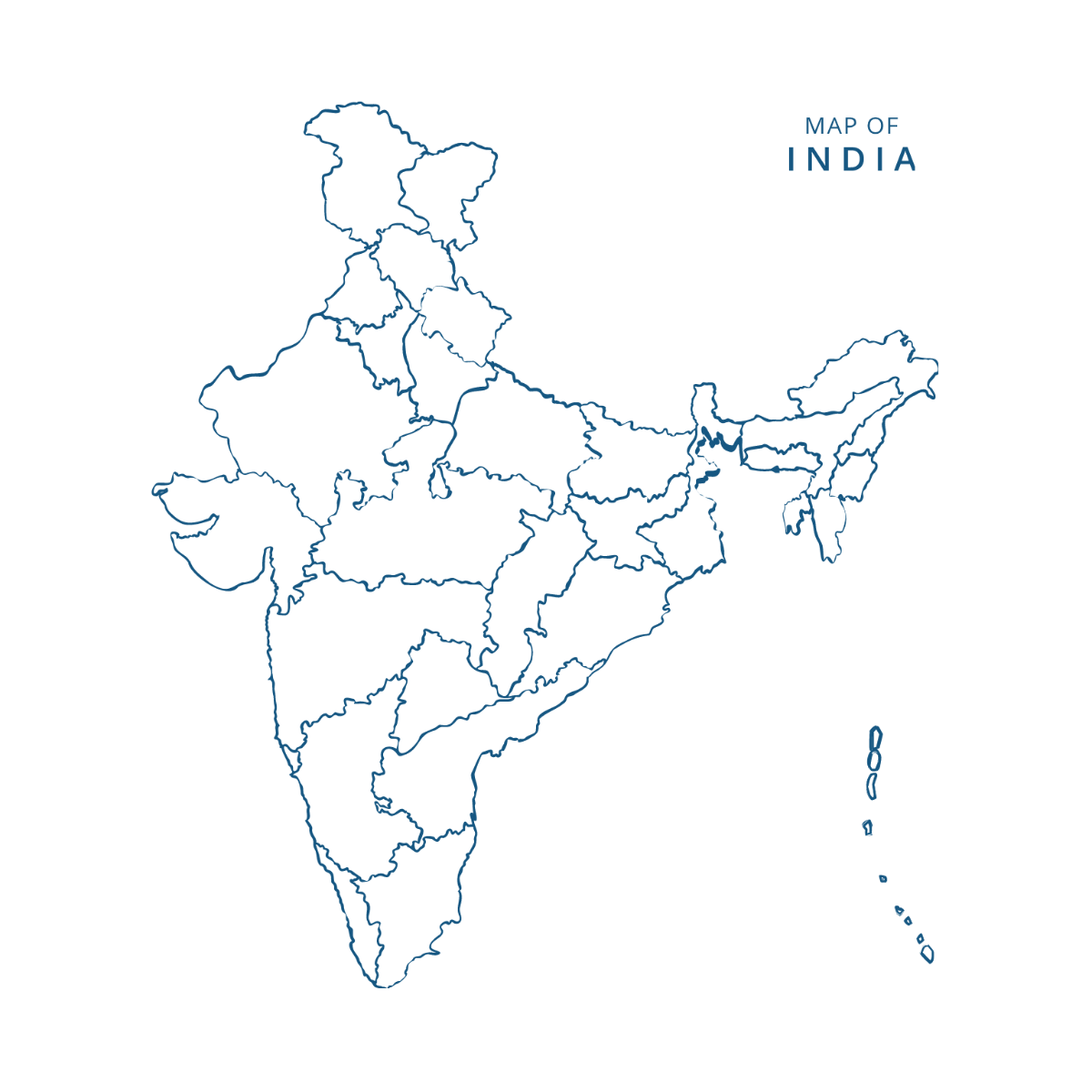 White India Map Vector Template