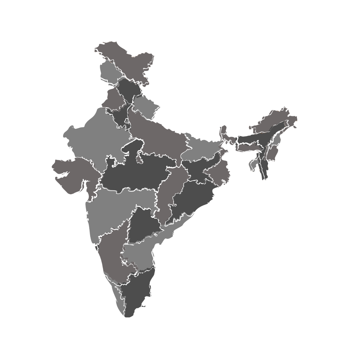 Grey India Map Vector Template