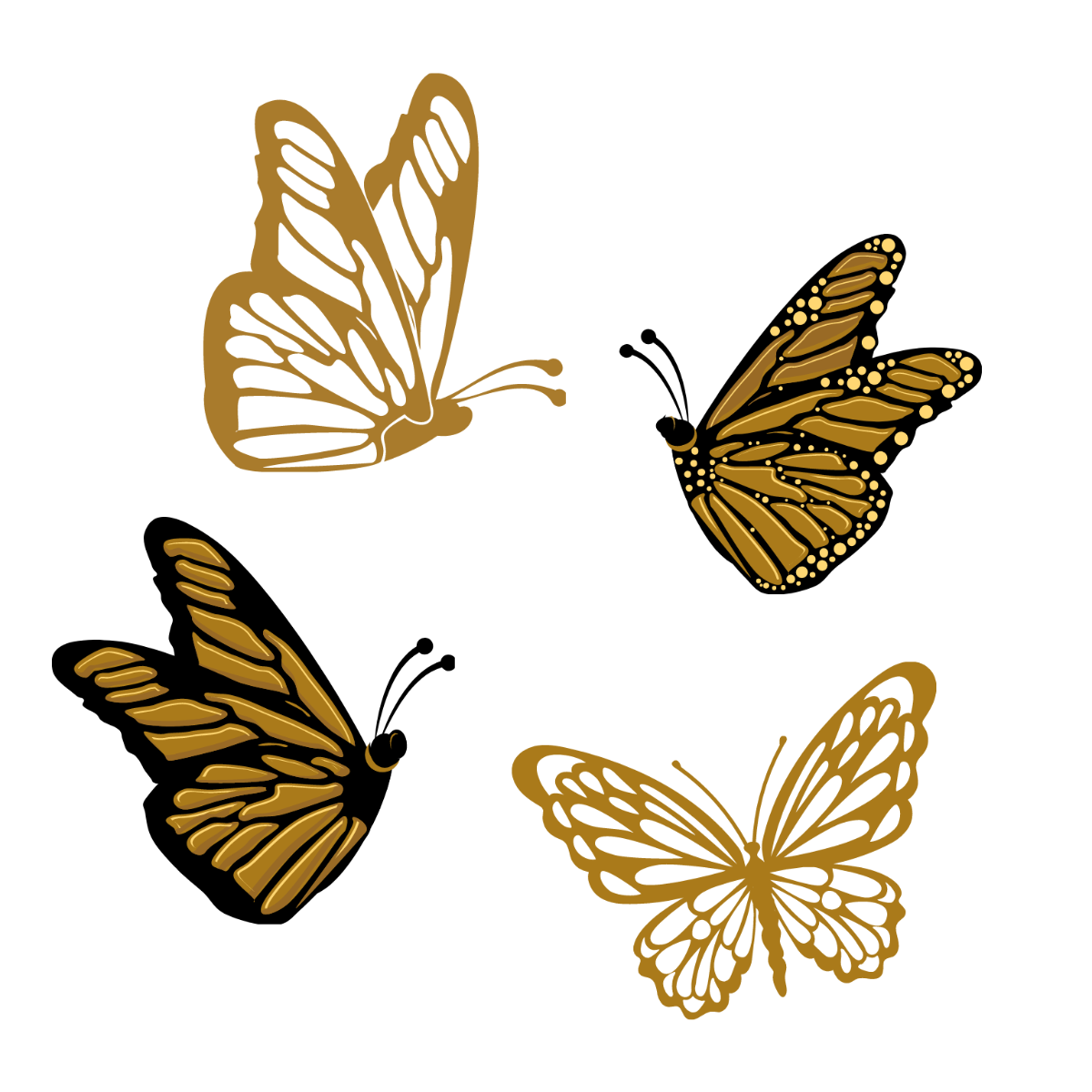 Free Gold Butterfly Vector Template